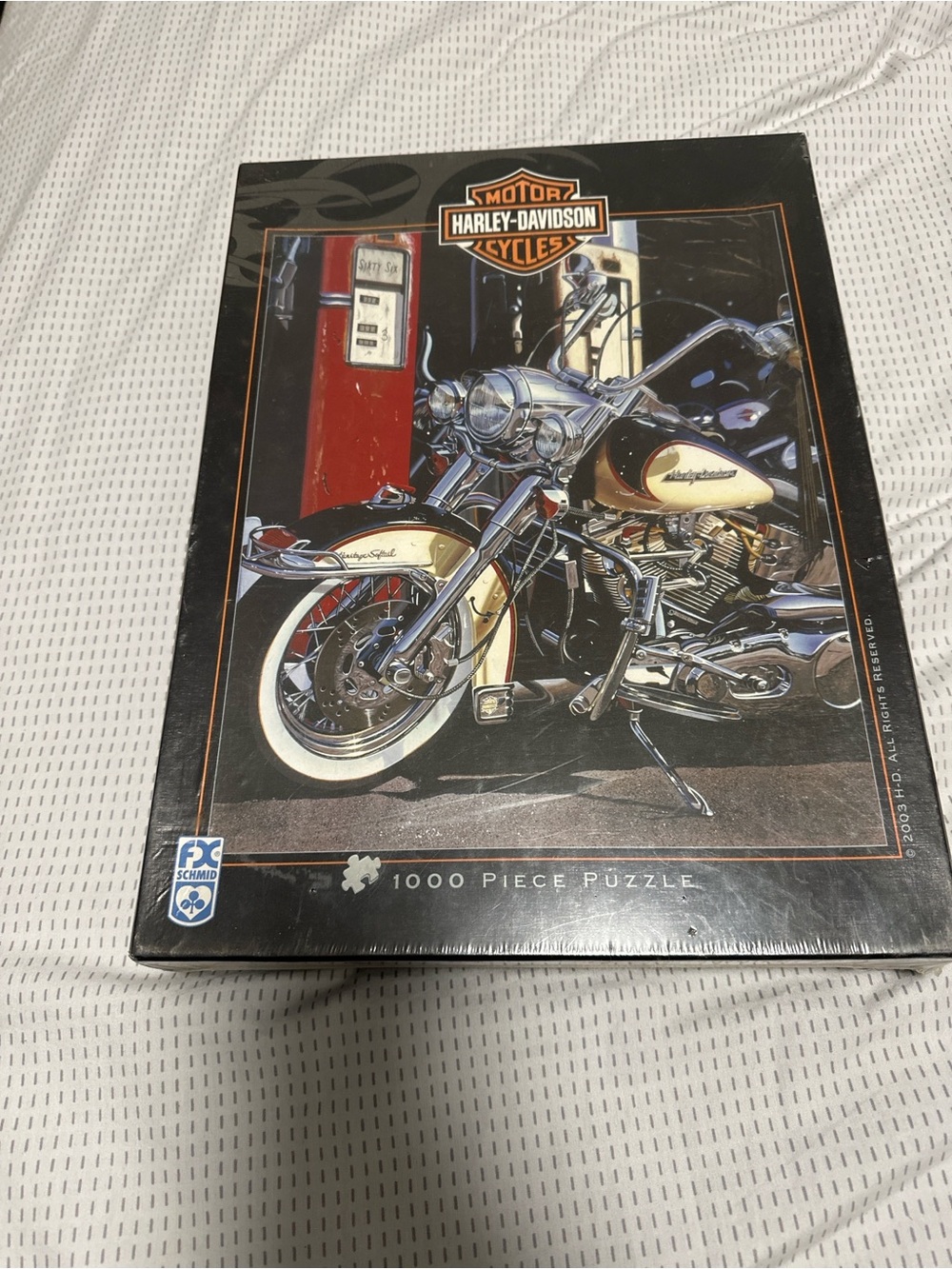 Harley-Davidson Cream and Black Motorcycle Collectible Puzzle Box